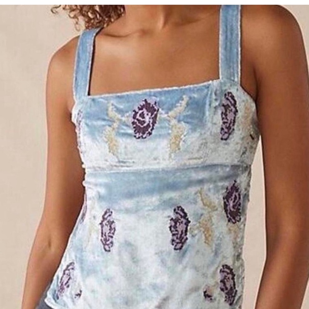 Urban Outfitters ‘Kimchi Blue’ Velvet Embroidered Backless Top
